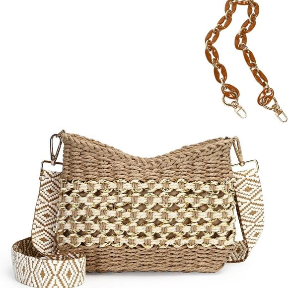 Small Handmade Straw Pocketbook Crossbody Bag for Women, Summer Chic Woven Handb - Picture 1 of 8